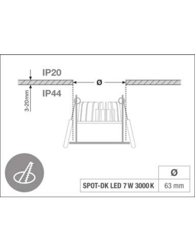OPRAWA SPOT-DK LED FIX 7W/3000K 230V IP44 