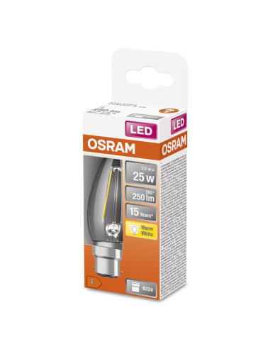 ŻARÓWKA LED STAR RF CLB25 2,5W 2700K ciepła biała  250LM 230V FIL B22D 