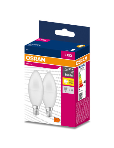 ŻARÓWKA LED 2-PAK VALUE CLB60 7W 3000K ciepła biała  806LM FR E14 