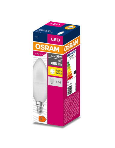 ŻARÓWKA LED VALUE CLB60 7W 3000K ciepła biała  806LM FR E14 