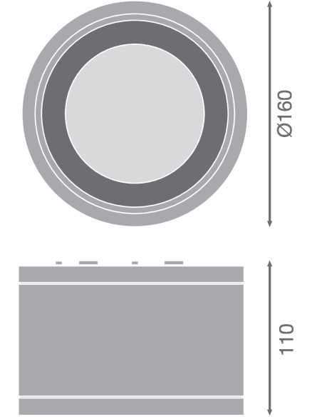 DOWNLIGHT SURFACE DN 160 P 30W 3000K ciepła biała  60D IP65 BK 