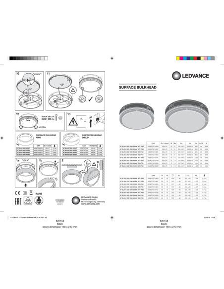 PLAFON SURFACE BULKHEAD SENSOR EMERGENCY 250 10W/4000K WT IP65 