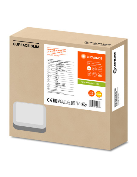 PLAFON SURFACE SLIM SQ 200 P 10W 3000K ciepła biała IP65 IK10 