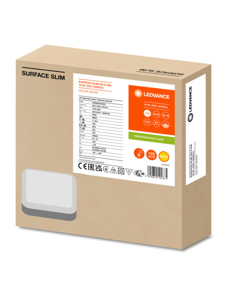 PLAFON SURFACE SLIM SQ SENSOR 200 P 19W 3000K ciepła biała IP65 IK10 