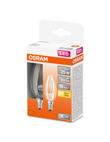  ŻARÓWKA LED  2-PAK LED STAR CLB25 2,5W 2700K ciepła biała E14 FIL FS2 