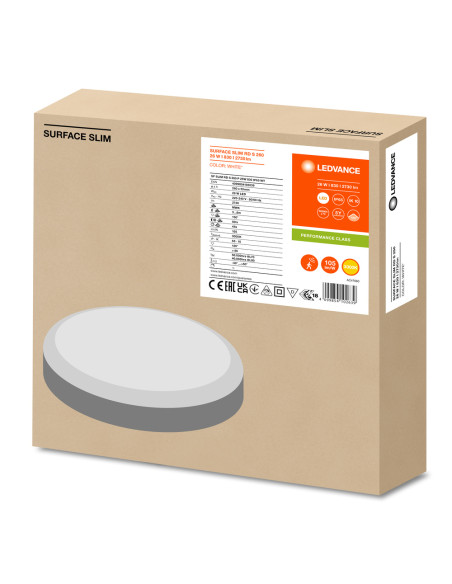 PLAFON SURFACE SLIM RD SENSOR 260 P 26W 3000K ciepła biała IP65 IK10 