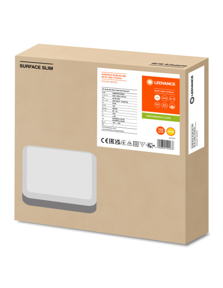 PLAFON SURFACE SLIM SQ 260 P 26W 3000K ciepła biała IP65 IK10  