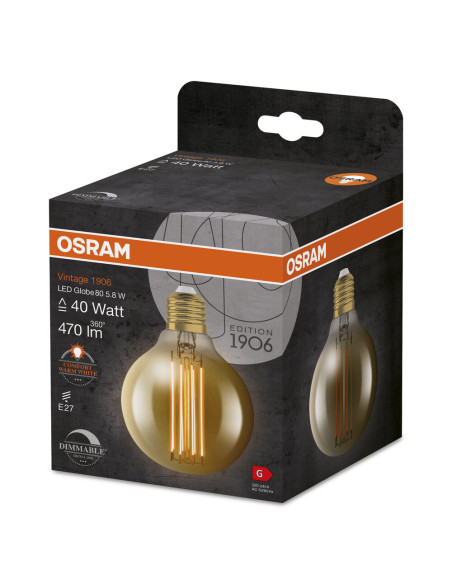 ŻARÓWKA LED 1906 VINTAGE GLOBE80 GOLD40 5,8W/822 FIL 470LM E27 