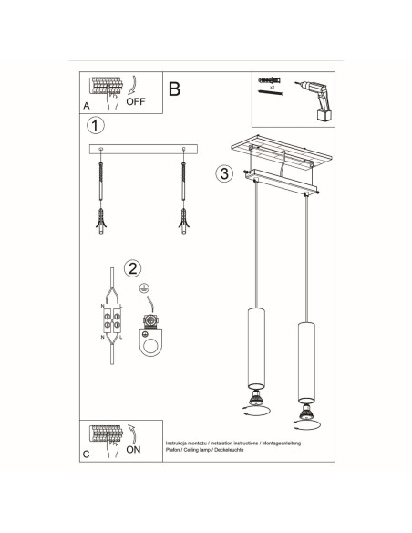 Lampa wisząca LAGOS 2 czarny