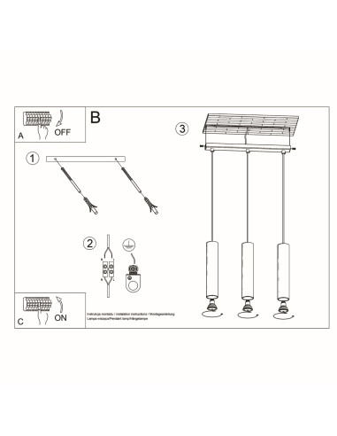 Lampa wisząca LAGOS 3L czarny