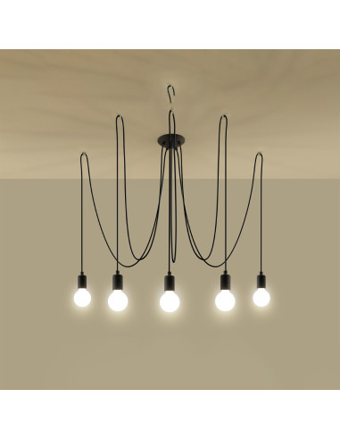 Żyrandol EDISON 5 czarny