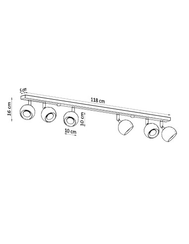 Plafon OCULARE 6L czarny