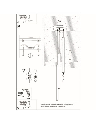 Lampa wisząca PASTELO 3P czarna