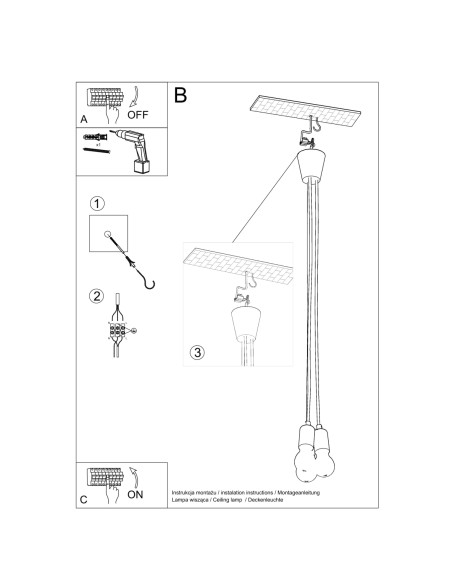Lampa wisząca DIEGO 3 szara