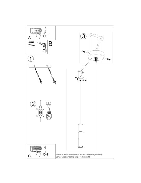 Lampa wisząca BORGIO 1 biały