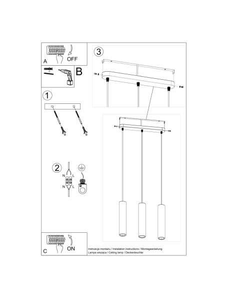 Lampa wisząca LUVO 3L