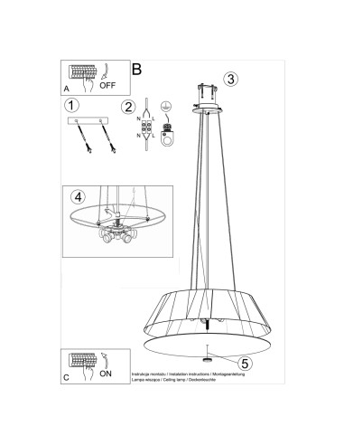 Żyrandol VEGA 60 czarny