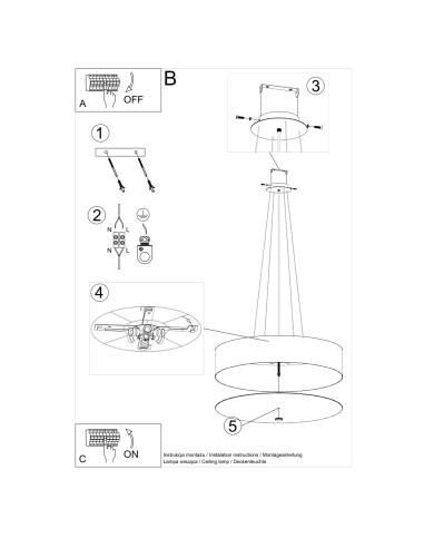 Żyrandol SKALA 70 czarny