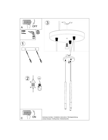 Lampa wisząca MOZAICA 3P czarny/złoto