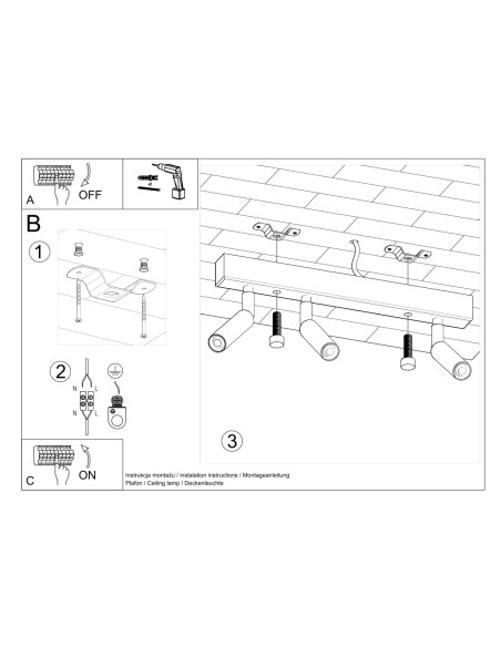 Plafon EYETECH 3 czarny