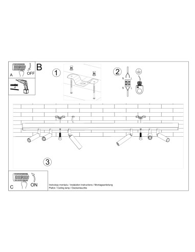 Plafon EYETECH 6 czarny