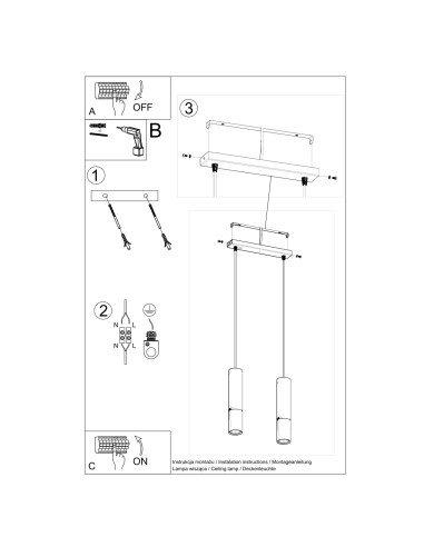 Lampa wisząca LOOPEZ 2 czarny/chrom