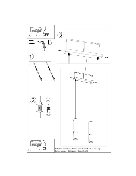 Lampa wisząca LOOPEZ 2 czarny/chrom