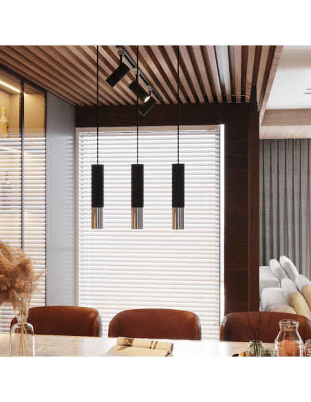 Lampa wisząca LOOPEZ 3P czarny/chrom