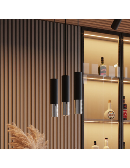 Lampa wisząca LOOPEZ 3P czarny/chrom