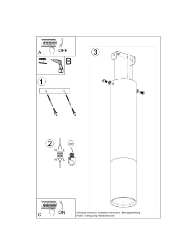 Plafon LOOPEZ czarny/miedź