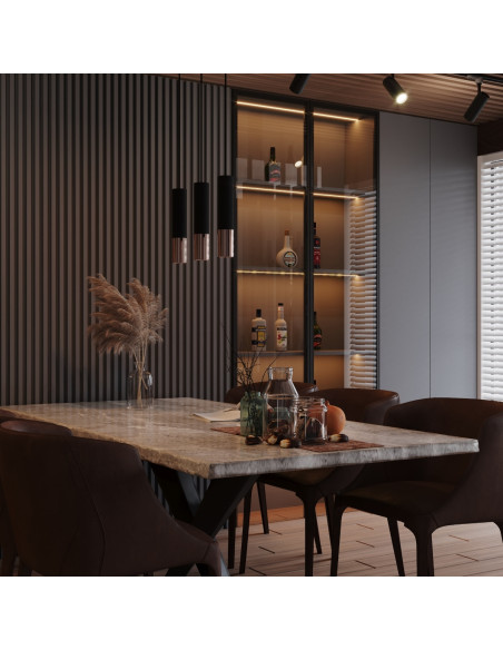 Lampa wisząca LOOPEZ 1 czarny/miedź