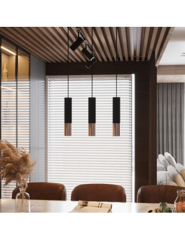 Lampa wisząca LOOPEZ 1 czarny/miedź