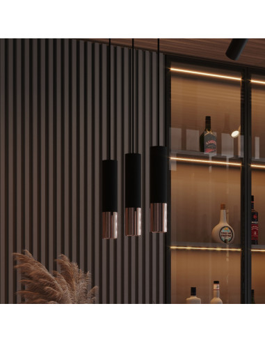 Lampa wisząca LOOPEZ 1 czarny/miedź