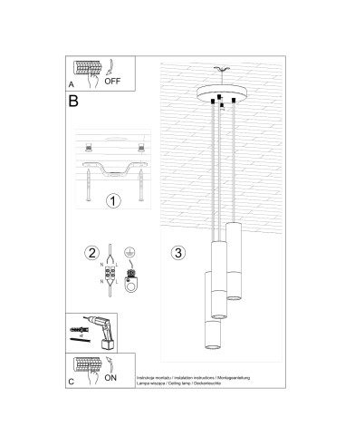 Lampa wisząca LOOPEZ 3P czarny/miedź