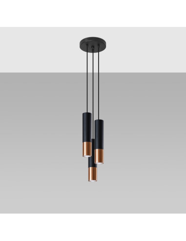 Lampa wisząca LOOPEZ 3P czarny/miedź