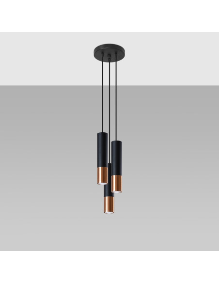Lampa wisząca LOOPEZ 3P czarny/miedź