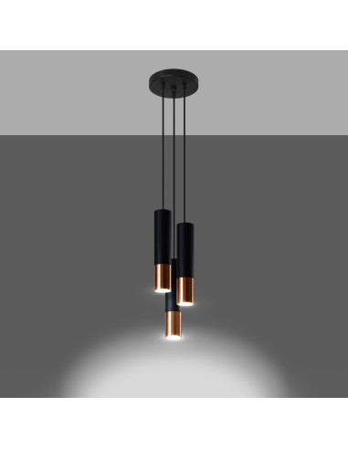 Lampa wisząca LOOPEZ 3P czarny/miedź