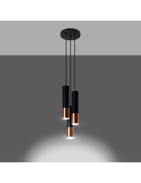 Lampa wisząca LOOPEZ 3P czarny/miedź