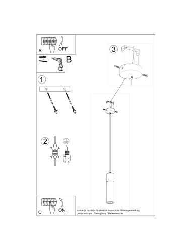 Lampa wisząca ZANE 1 szara