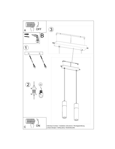 Lampa wisząca ZANE 2 szara