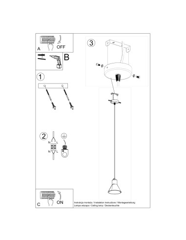 Lampa wisząca TAZILA 1 biała [ES111]