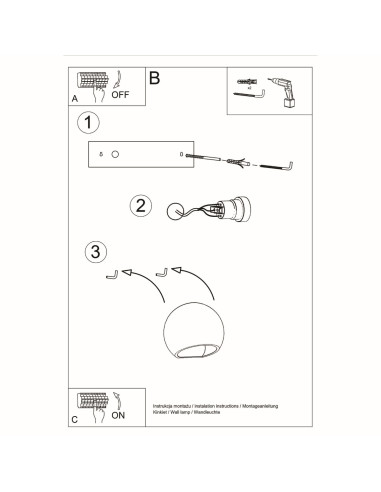 Kinkiet lakierowany GLOBE biały połysk