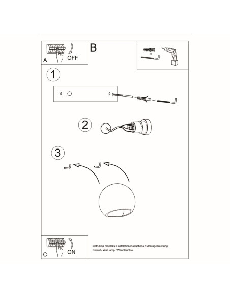 Kinkiet lakierowany GLOBE biały połysk