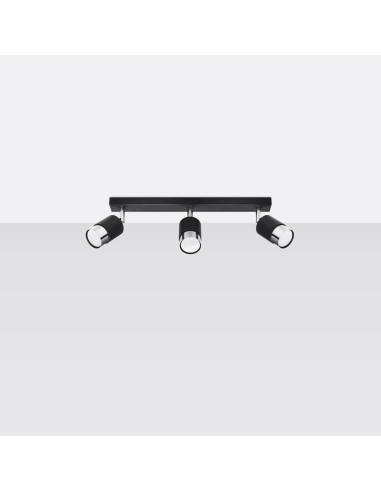 Plafon NERO 3 czarny/chrom