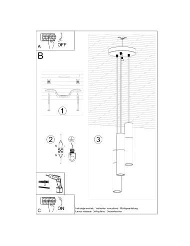 Lampa wisząca BORGIO 3P czarny