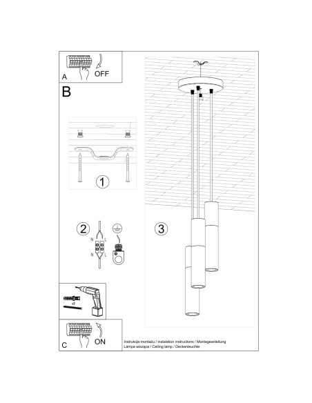 Lampa wisząca BORGIO 3P czarny