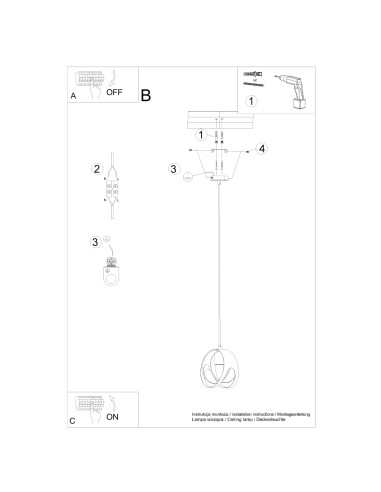 Lampa wisząca TULOS 1 biała