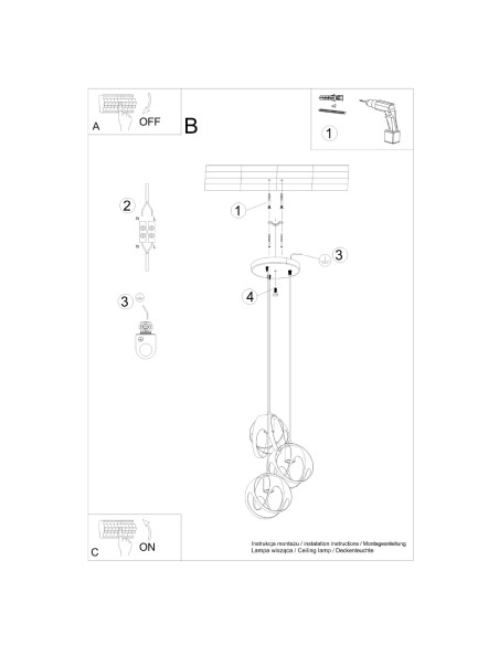 Lampa wisząca TULOS 3P biała