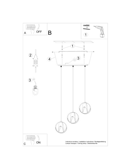 Lampa wisząca TULOS 3L czarna