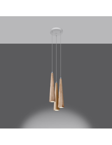 Lampa wisząca SULA 3P naturalne drewno